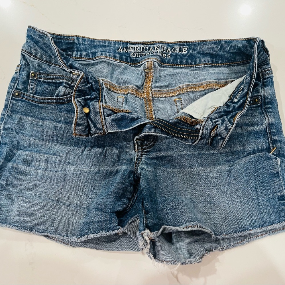American Eagle Outfitters Distressed Blue Denim Cutoff Shorts
